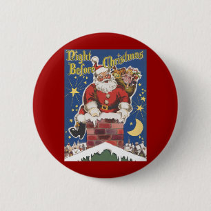 Vintage Santa Claus, Twas Night Before Christmas 6 Cm Round Badge