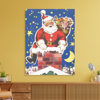 Vintage Santa Claus, Twas Night Before Christmas Canvas Print