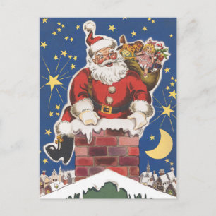 Vintage Santa Claus, Twas Night Before Christmas Holiday Postcard
