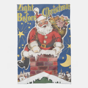 Vintage Santa Claus, Twas Night Before Christmas Tea Towel