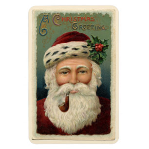 Vintage Santa Claus with a Pipe Christmas Magnet