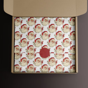 Vintage Santa Claus with Candy Cane. Tissue Paper