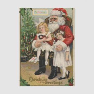 Vintage Santa Claus with Children and an Ivy Frame Tissue Paper