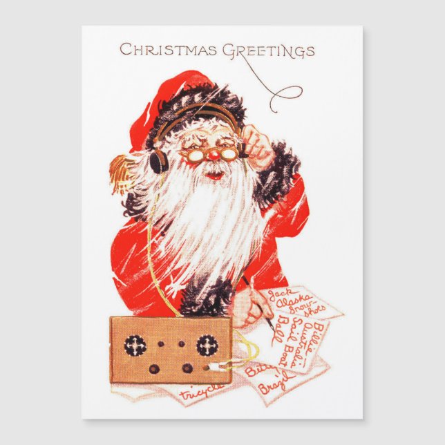 Vintage Santa Claus With Ham Radio Holiday Card (Front)