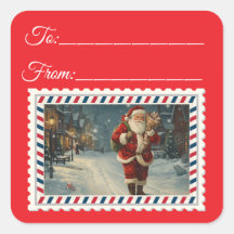 Vintage Santa Claus with Magic & Fairies Square St