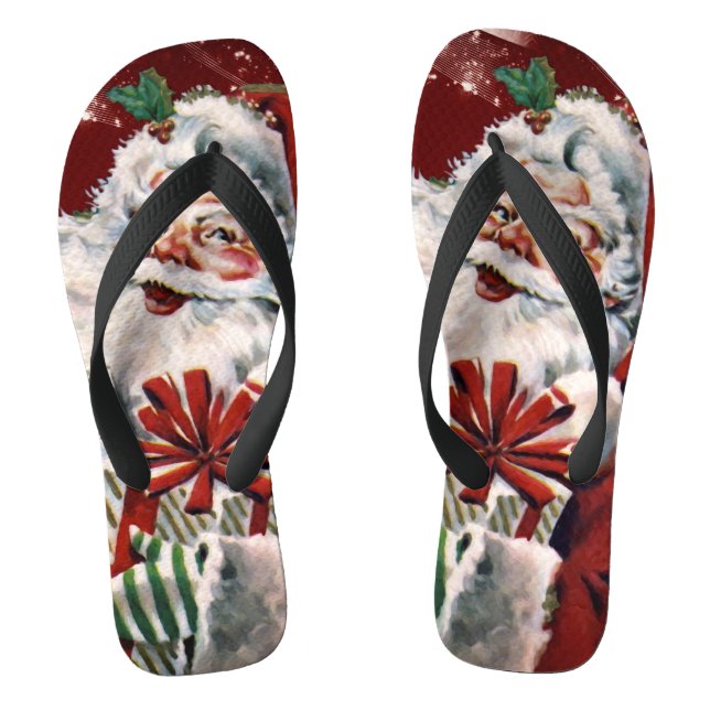 Vintage Santa Claus with many gifts Jandals (Footbed)