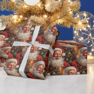 Vintage Santa Claus with Ornaments  Wrapping Paper