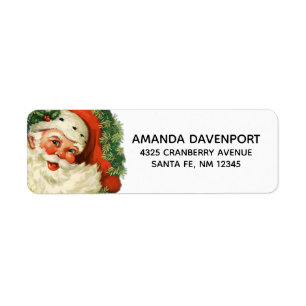 Vintage Santa Claus with Pine Wreath