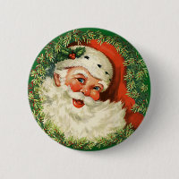 Vintage Santa Claus with Pine Wreath