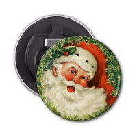 Vintage Santa Claus with Pine Wreath