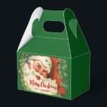 Vintage Santa Claus with Pine Wreath Christmas Favour Box<br><div class="desc">A tiny favour box with a retro image featuring a smiling happy Santa Claus surrounded by a pine wreath with a sprig of holly in his cap.</div>
