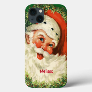 Vintage Santa Claus with Pine Wreath iPhone 13 Case