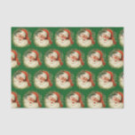 Vintage Santa Claus with Pine Wreath Pattern Tissue Paper<br><div class="desc">Tissue paper with a retro image featuring a smiling happy Santa Claus surrounded by a pine wreath with a sprig of holly in his cap.</div>