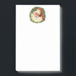 Vintage Santa Claus with Pine Wreath Post-it Notes<br><div class="desc">Sticky notes with a retro image featuring a smiling happy Santa Claus surrounded by a pine wreath with a sprig of holly in his cap.</div>