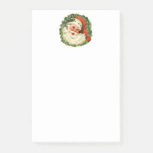 Vintage Santa Claus with Pine Wreath Post-it Notes