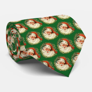  Vintage Santa Claus with Pine Wreath Tie