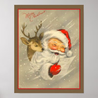 Vintage Santa Claus with Reindeer