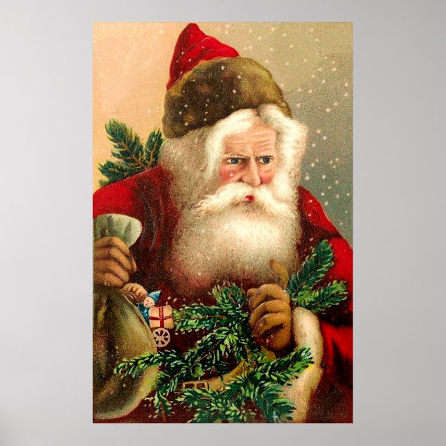 Vintage Santa Claus with Toys 2 Poster (Front)