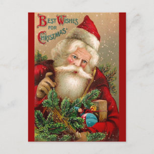 Vintage Santa Claus with Toys Holiday Postcard