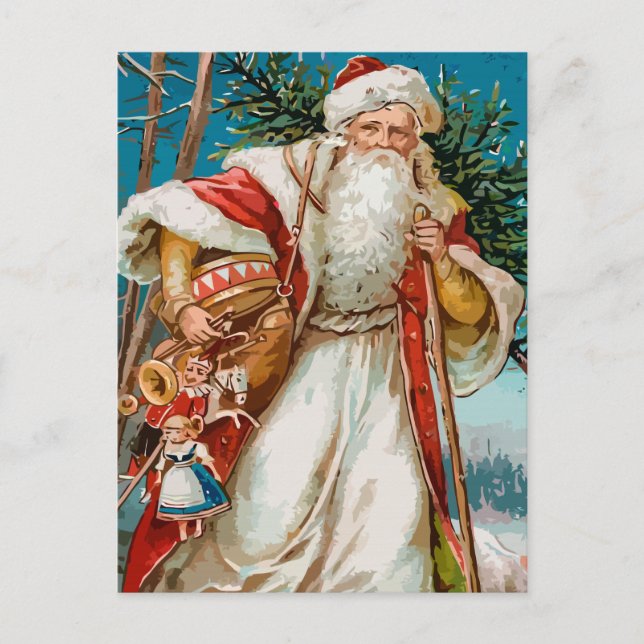 Vintage Santa Claus with toys postcard (Front)