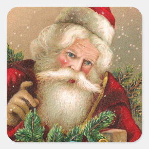 Vintage Santa Claus with Toys Square Sticker