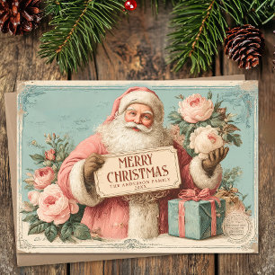 Vintage Santa Clause Christmas Holiday Card