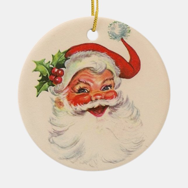 Vintage Santa Clause Christmas Ornament (Front)