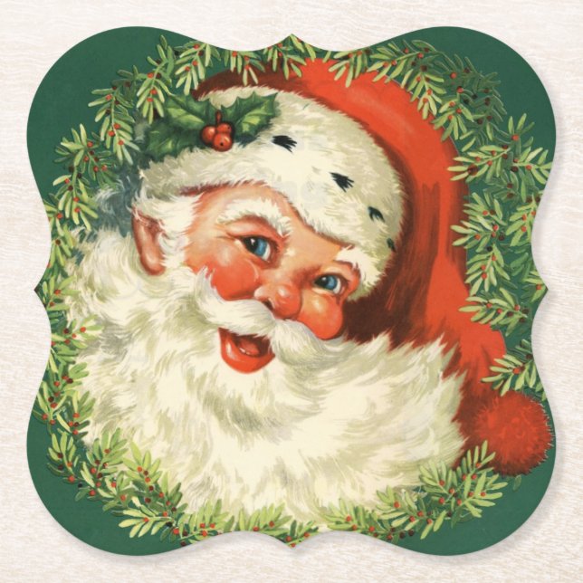 Vintage Santa Clause Paper Coaster (Front)