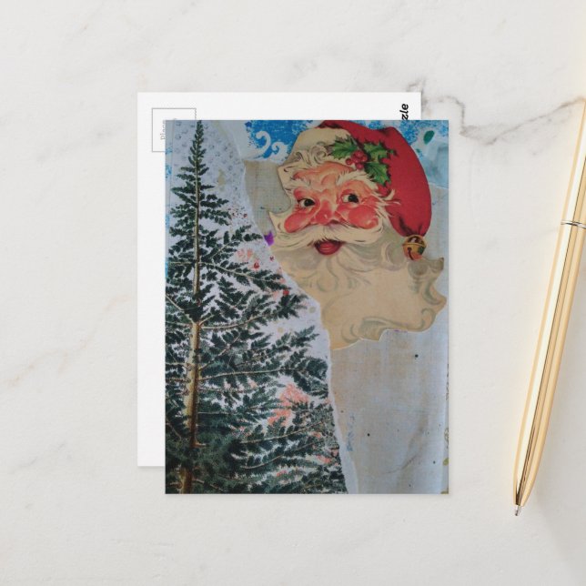 Vintage Santa Collage Postcard (Front/Back In Situ)