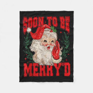 Vintage Santa Couple Christmas Soon To Be Merry’d  Fleece Blanket