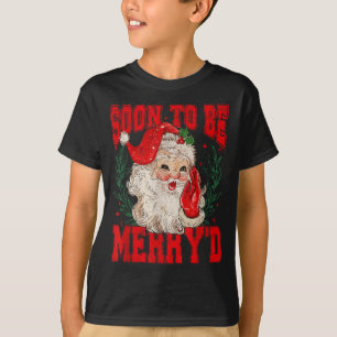 Vintage Santa Couple Christmas Soon To Be Merry’d  T-Shirt