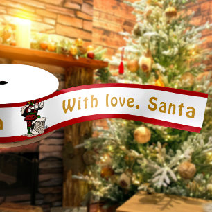 Vintage Santa Custom Text Christmas Satin Ribbon