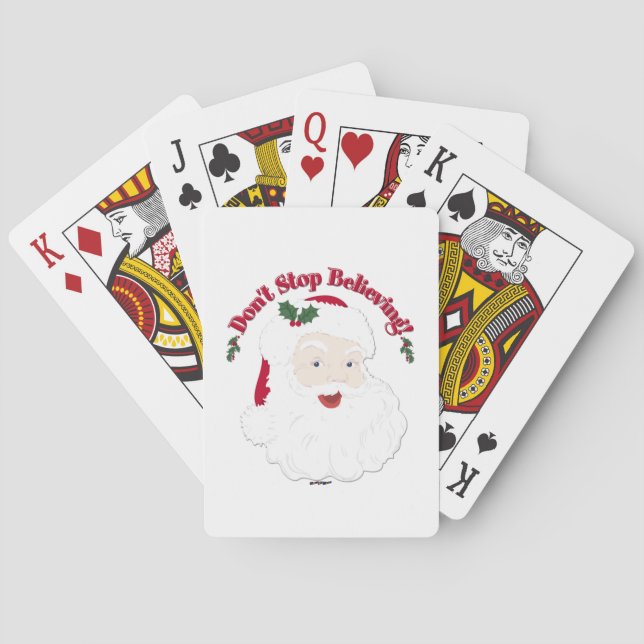 Vintage Santa Don't Stop Believing! Playing Cards (Back)