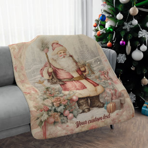 Vintage Santa Elegance Classic Christmas Sherpa Blanket