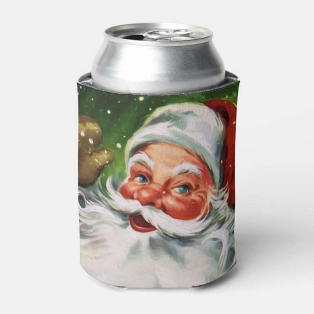 Vintage Santa Face 1 Can Cooler (Can Front)