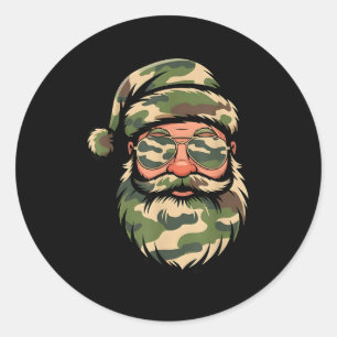 Vintage Santa Face Camouflage Christmas Xmas Camo Classic Round Sticker