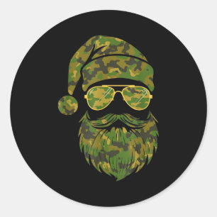 Vintage Santa Face Camouflage Christmas Xmas Camo Classic Round Sticker