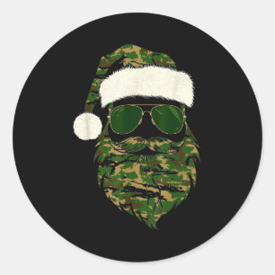 Vintage Santa Face Camouflage Christmas Xmas Camo Classic Round Sticker