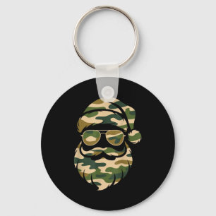 Vintage Santa Face Camouflage Christmas Xmas Camo Key Ring