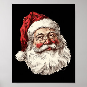 Vintage Santa Face Christmas Xmas Family Matching Poster