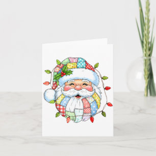 Vintage Santa Face Funny Santa Xmas Lights Christm Card