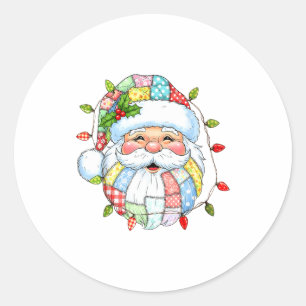 Vintage Santa Face Funny Santa Xmas Lights Christm Classic Round Sticker