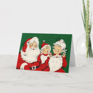 Vintage Santa Family Christmas Greeting Card