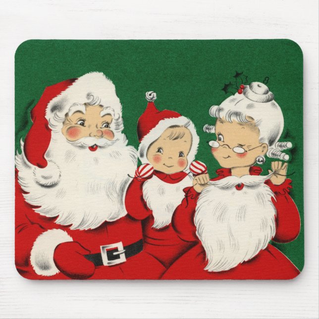 Vintage Santa Family Christmas Mousepad (Front)