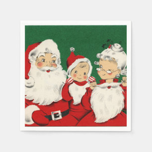 Vintage Santa Family Christmas Napkin