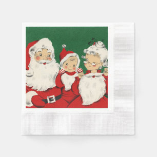 Vintage Santa Family Christmas Paper Napkin