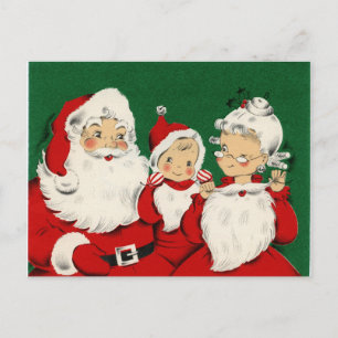 Vintage Santa Family Christmas Postcard