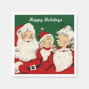 Vintage Santa Family Holiday Napkin