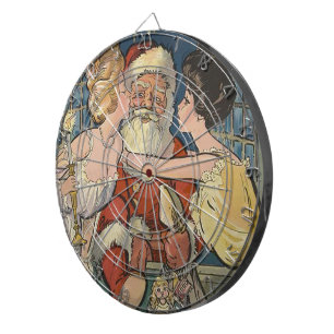 Vintage Santa Getting Kisses Under Mistletoe Dartboard