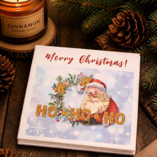 Vintage Santa & Gingerbread Ho-Ho-Ho Paper Napkin